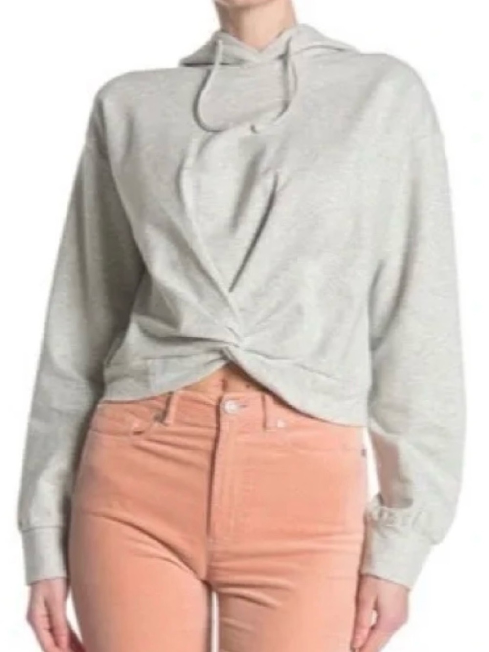 EUC Abound Gray Twist-Front Cropped Hooded Sweatshirt. Size M.